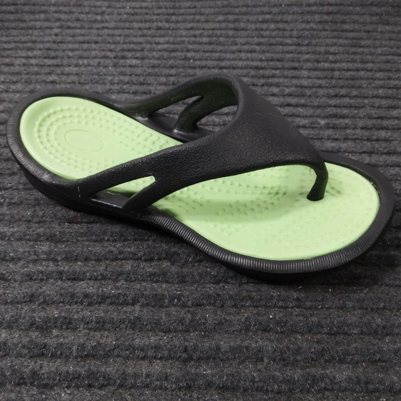 Women Slip On Thong Rubber Flip Flops Black - Picture 3 of 7
